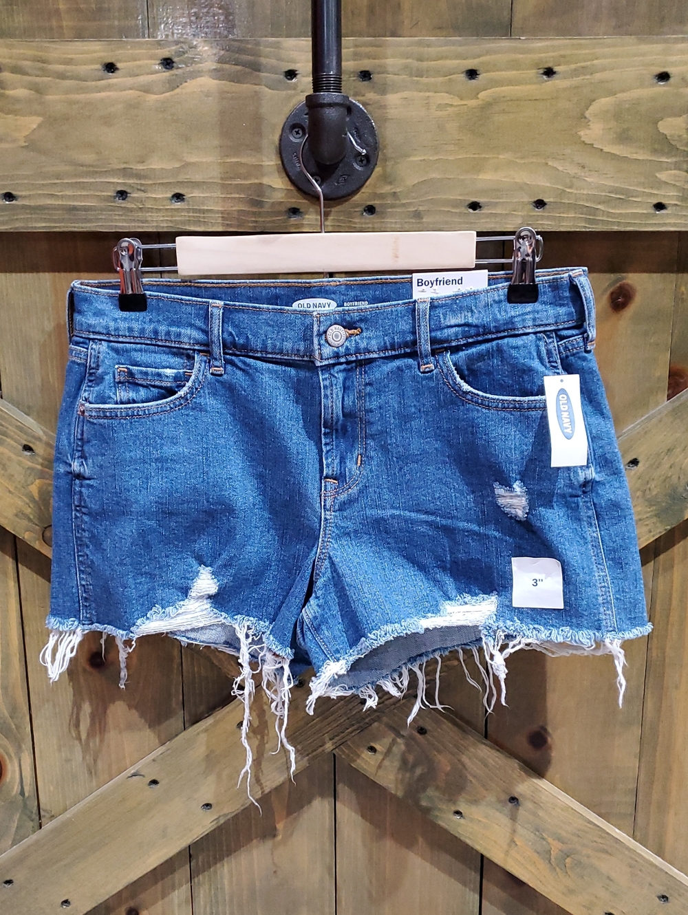 Old Navy Blue Distressed Boyfriend Denim Jean Shorts NWT Ripped 3In Streetwear